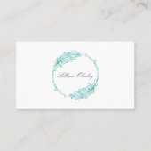ボホティール(緑がかった色)ウォーター色フローラ羽毛クレストリース 名刺 (正面)