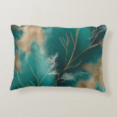 ボホティール(緑がかった色)ピロー – 抽象芸術ホームデコールデザイン アクセントクッション (裏面)