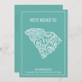 ボホティール(緑がかった色)フローラサウスカロライナ州ムービング 案内状 (正面/裏面)