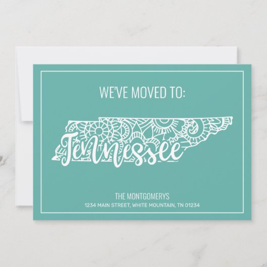 ボホティール(緑がかった色)フローラテネシー州ムービング 案内状 (正面)