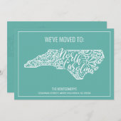 ボホティール（緑がかった色）フローラノースカロライナ州ムービング 案内状 (正面/裏面)