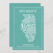 ボホティール（緑がかった色）フローラマンダライリノイ州ムービング 案内状 (正面/裏面)