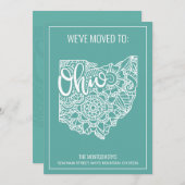 ボホティール（緑がかった色）フローラマンダラオハイオ州ムービング 案内状 (正面/裏面)