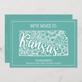 ボホティール（緑がかった色）フローラマンダラカンザス州ムービング 案内状 (正面/裏面)