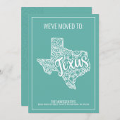 ボホティール（緑がかった色）フローラマンダラテキサス州州ムービング 案内状 (正面/裏面)