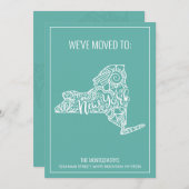 ボホティール（緑がかった色）フローラマンダラニューヨーク州ムービング 案内状 (正面/裏面)