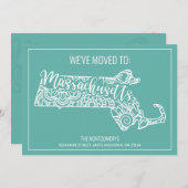 ボホティール（緑がかった色）フローラマンダラマサチューセッツ移動 案内状 (正面/裏面)