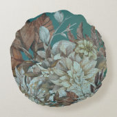 ボホティール(緑がかった色)フローラ 動揺して ラウンドクッション (裏面)