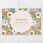 ボホティール（緑がかった色）ブラウンフローラかわいい赤ちゃんシャワーカスタム スパークリングワインラベル (シングルラベル)