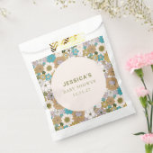 ボホティール（緑がかった色）ブラウンフローラかわいい赤ちゃんシャワーカスタム フェイバーバッグ (封をした状態)