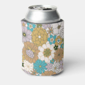 ボホティール（緑がかった色）ブラウンフローラかわいい赤ちゃんシャワーカスタム 缶クーラー (缶裏面)