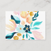 ボホティール(緑がかった色)ブルーと金ゴールド水彩フローラ結婚ズ エンクロージャーカード (裏面)