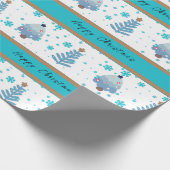 ボホティール(緑がかった色)ブルークリスマスツリー ラッピングペーパー (角)