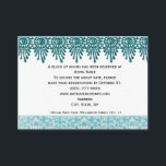 ボホティール（緑がかった色）ホテルアコモデーションインサートカード エンクロージャーカード<br><div class="desc">このインサートは、色あせたヴィンテージダマスクと明るいティール（緑がかった色）レースのイメージを特徴とする。エンクロージャを手頃結婚式招待状に追加する方法だ。このカードはホテルの宿泊用のテンプレートで設定されているが、ニーズに合わせて文字を変更できる。注意：このカードのサイズは変更できるが、デザイン要素は後で確認することもしで、何でも調整が必要な場合は「」で確認できる。</div>