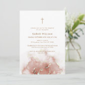 ボホテエレガントラコッタアゲート金ゴールドクロスバプテスマ 招待状 (スタンド正面)