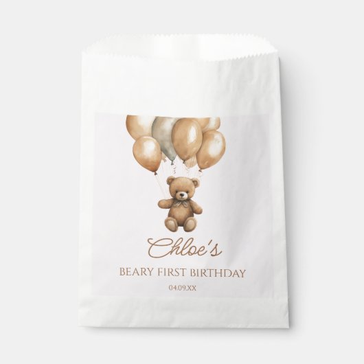 ボホテディベアバリー最初の誕生日パーティー フェイバーバッグ (正面)