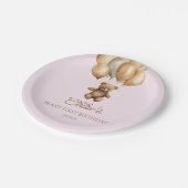 ボホテディベアバリー最初の誕生日パーティー ペーパープレート (アングル)