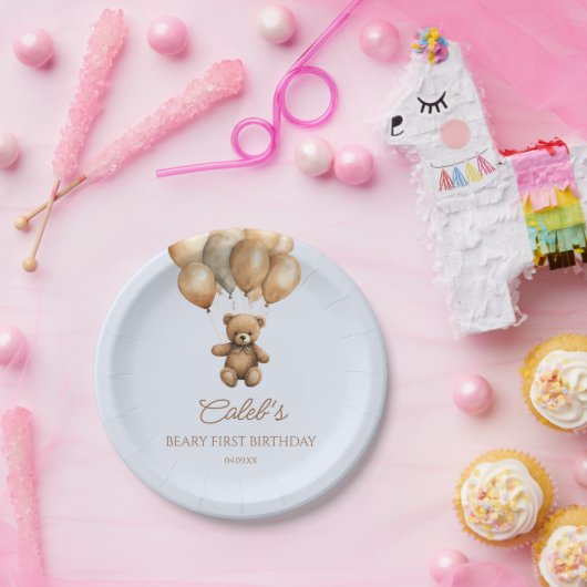 ボホテディベアバリー最初の誕生日パーティー ペーパープレート (パーティー)