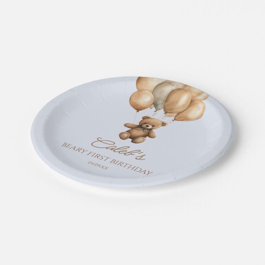 ボホテディベアバリー最初の誕生日パーティー ペーパープレート (アングル)