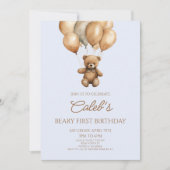 ボホテディベアバリー第1誕生日パーティー 招待状 (正面)