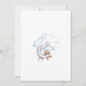 ボホテディベアーボーイブルーベビー散水赤ちゃんシャワー 招待状 (裏面)