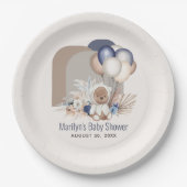 ボホテディベア&バルーンズが赤ちゃんシャワーを待つ ペーパープレート (正面)