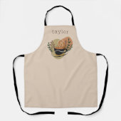 ボホテパーソナライズされたラコッタコーヒーテーマ エプロン (正面)