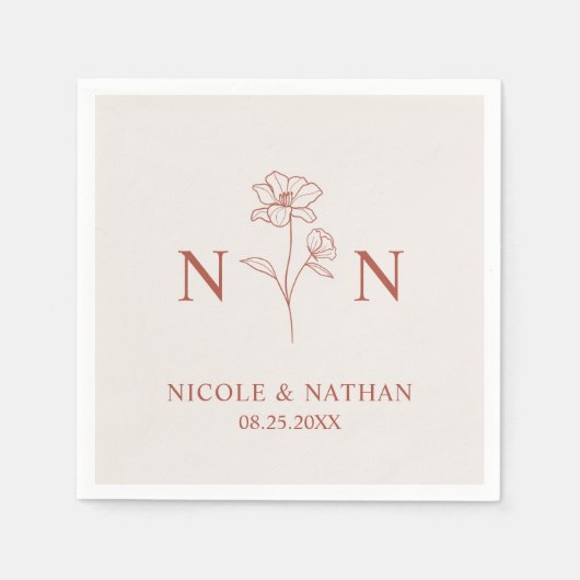 ボホテパーソナライズされたラコッタラスト |モノグラムナプク スタンダードカクテルナプキン (正面)