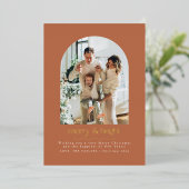 ボホテラコッタとゴールドフォイルフォトホリデーカード 箔シーズンカード (立ち正面)