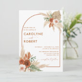 ボホテラコッタとパンパスグラス結婚ズ 招待状 (スタンド正面)