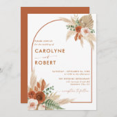 ボホテラコッタとパンパスグラス結婚ズ 招待状 (正面/裏面)