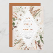 ボホテラコッタとパンパスグラス結婚ズ 招待状 (正面/裏面)