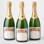 ボホテラコッタとブルゴーニュの花のススキ スパークリングワインラベル (ボトル)