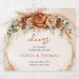 ボホテラコッタとブルゴーニュの花のススキ スパークリングワインラベル