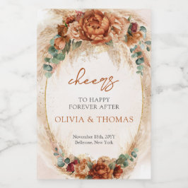 ボホテラコッタとブルゴーニュの花のススキ ワインラベル