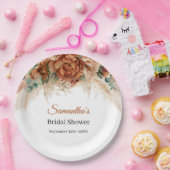 ボホテラコッタとブルゴーニュフローラパンパ ペーパープレート (パーティー)