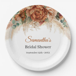 ボホテラコッタとブルゴーニュフローラパンパ ペーパープレート