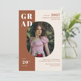 ボホテラコッタはっきりしたタイポグラフィ写真卒業 招待状