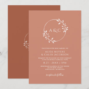 ボホテラコッタアンドラスト結婚ズシンプルリース 招待状