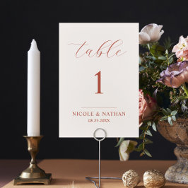 ボホテラコッタアーストーンラスト&ベージュ結婚ズ テーブルナンバー