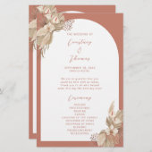 ボホテラコッタアーチパンパスグラスウェディングプログラム (正面/裏面)