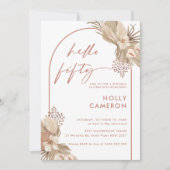 ボホテラコッタアーチパンパスグラス50誕生日 招待状 (正面)