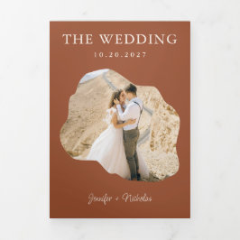 ボホテラコッタウェディングRSVP詳細QRコード写真 三つ折り招待状