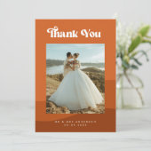 ボホテラコッタウェーブズ&レトロタイポグラフィ結婚ズ サンキューカード (スタンド正面)