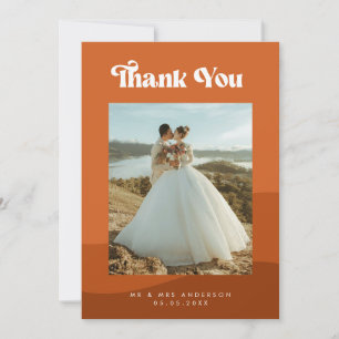 ボホテラコッタウェーブズ&レトロタイポグラフィ結婚ズ サンキューカード