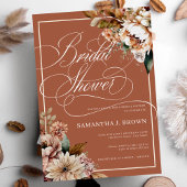 ボホテラコッタウォーターカラーフラワーズブライダルシャワー 招待状