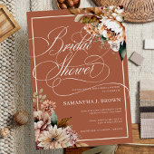 ボホテラコッタウォーターカラーフラワーズブライダルシャワー 招待状