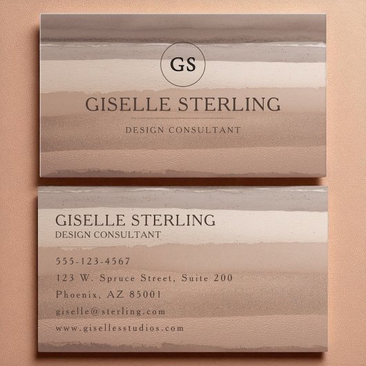 ボホテラコッタウォーターカラー抽象芸術モノグラム 名刺