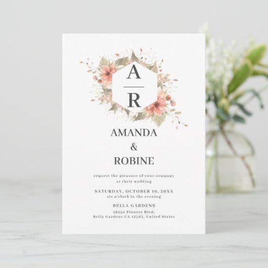 ボホテラコッタウォーターカラー結婚式招待状 招待状 (スタンド正面)