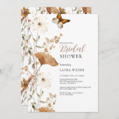 ボホテラコッタエレガントワイルドフラワーズブライダルシャワー 招待状 (正面/裏面)